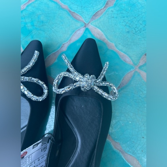 Zara Embellished Bow ballet flats in Black New with Tags! - Picture 12 of 14